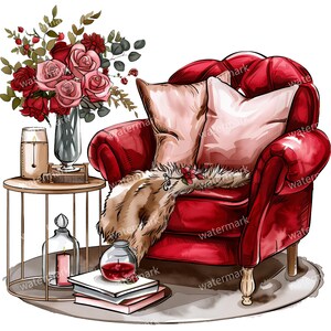 20 imagens de poltronas, PNGs de alta qualidade, imagens em aquarela para imprimir, download digital, artesanato em papel, diários de arte