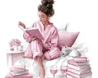 30 Cozy Girl Living Alone Clipart ,High Quality PNGs, Printable Watercolor clipart, Digital download, Paper craft, junk journals