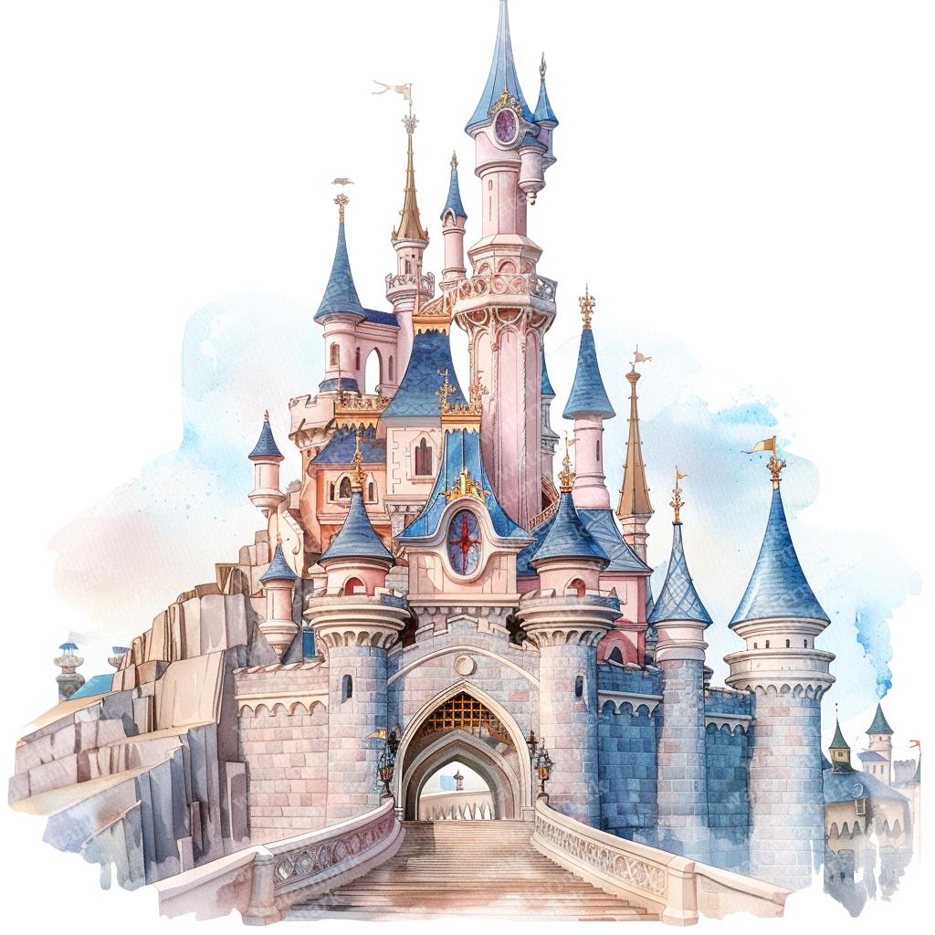 15 Princess Castle Clipart, Fairy Castle, Printable Watercolor Clipart ...