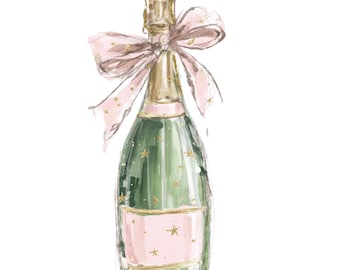 Imágenes prediseñadas de 12 botellas de champán y copas, PNG de alta calidad, imágenes prediseñadas imprimibles, descarga instantánea, acuarela imprimible, manualidades con papel, álbumes de recortes.