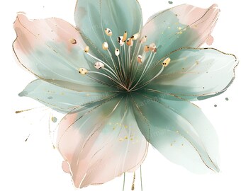 20 Flowers Clipart, High Quality PNGs, Printable Clipart, Instant Download, Printable Watercolor, Paper Craft, Junk Journals