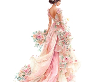 28 imágenes prediseñadas de mujeres elegantes, PNG de alta calidad, imágenes prediseñadas para imprimir, descarga instantánea, acuarela para imprimir, manualidades con papel, álbumes de recortes.