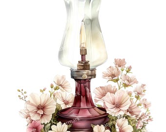 18 lámparas de aceite vintage, PNG de alta calidad, imprimibles, descarga instantánea, acuarela imprimible, manualidades de papel, revistas basura