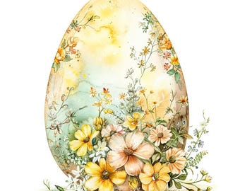 16 imágenes prediseñadas de huevos de Pascua, PNG de alta calidad, imágenes prediseñadas imprimibles, descarga instantánea, acuarela imprimible, manualidades de papel, revistas basura