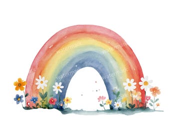 20 imágenes prediseñadas de arcoíris, PNG de alta calidad, imágenes prediseñadas imprimibles, descarga instantánea, acuarela imprimible, manualidades con papel, diarios de recortes