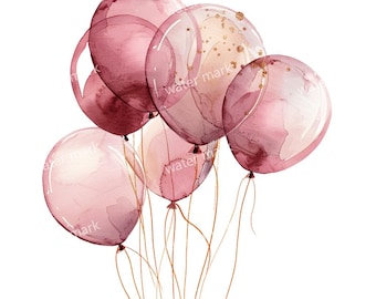 16 Balloons Clipart, High Quality PNGs, Printable Clipart, Instant Download, Printable Watercolor, Paper Craft, Junk Journals