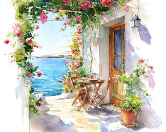 20 Seaside Cottage Printable Watercolor clipart, High Quality JPGs, Digital download, Paper craft, junk journals