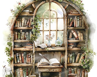 18 imágenes prediseñadas de habitaciones de hadas, PNG de alta calidad, imágenes prediseñadas imprimibles, descarga instantánea, acuarela imprimible, manualidades de papel, revistas basura