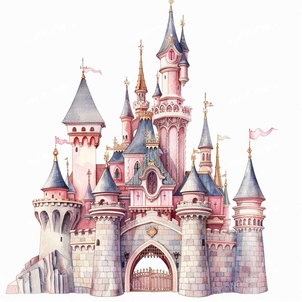 15 Princess Castle Clipart, Fairy Castle, Printable Watercolor Clipart ...
