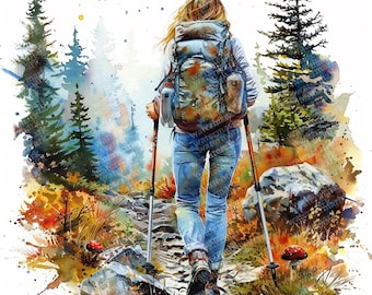 20 Woman Outdoors Clipart, High Quality JPGs, Printable Clipart, Instant Download, Printable Watercolor, Paper Craft, Junk Journals