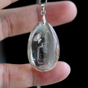 Ciondolo in quarzo enidro naturale, 1 bolla mobile, regalo ciondolo in cristallo enidro, regali ciondolo gioielli, ciondolo in cristallo a goccia, 177