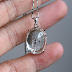 Ciondolo in quarzo enidro naturale, 1 bolla mobile, ciondolo in argento S925, 213