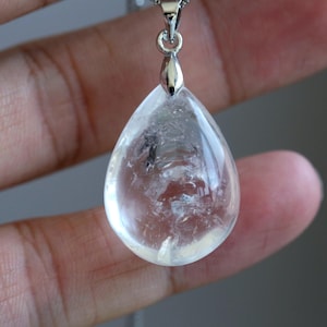 Ciondolo in quarzo enidro naturale, 1 bolla mobile, regalo ciondolo in cristallo enidro, regali ciondolo gioielli, ciondolo in cristallo a goccia, 173