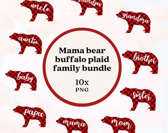 Pacchetto SVG "Mama Bear Buffalo Plaid" / File PNG "Beet Family" (Download digitale)