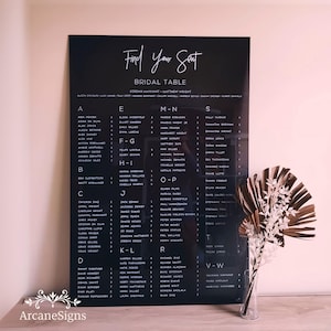 Custom Acrylic Wedding Seating Chart: Modern Reception Table Guest Board