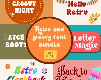 Pacchetto di font retrò e groovy (download digitale immediato)