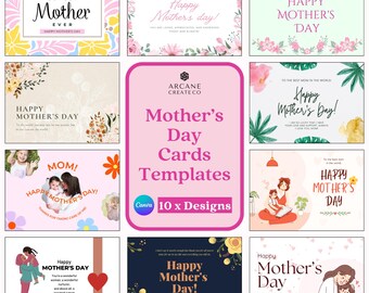 Pacchetto di modelli Canva modificabili per biglietti di auguri per la Festa della Mamma / 10 biglietti floreali per la mamma / Biglietti di auguri stampabili per la Festa della Mamma / Download immediato in PDF