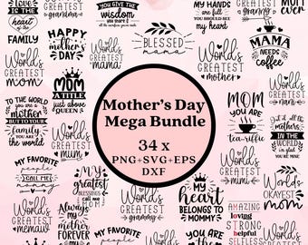Pacchetto completo per la Festa della Mamma / Frasi per la Mamma / Disegni e file per sublimazione per la Mamma PNG SVG DXF