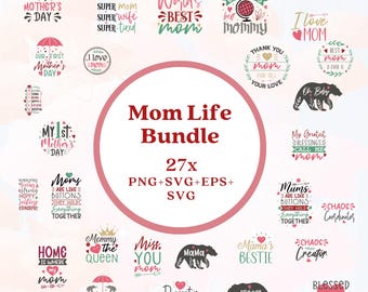 Pacchetto "Vita da mamma", file di taglio per la Festa della mamma, disegni per Cricut e Silhouette (svg, png, dxf, eps)