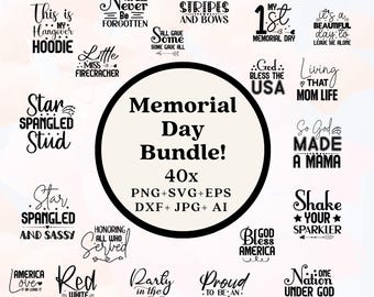 Pacchetto di file SVG per il Memorial Day, design patriottici (png, jpg, eps, dxf, ai)