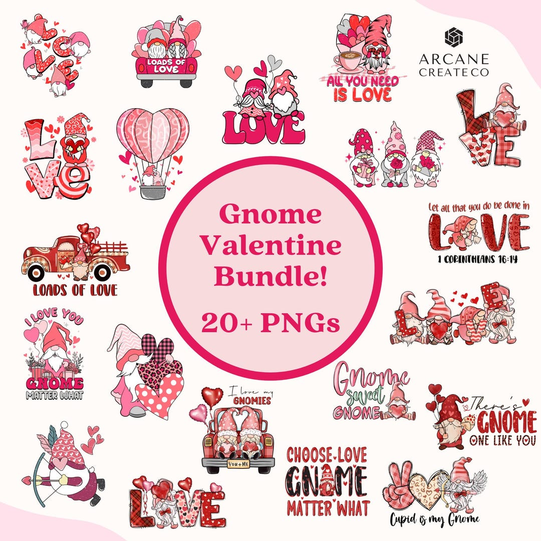 Gnome Valentine PNG Clipart Bundle | 22 Love Designs (digital Download ...