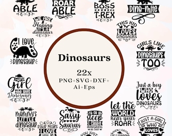 Pacchetto di file SVG di dinosauri (png, svg, eps, dxf, ai) - 22 disegni