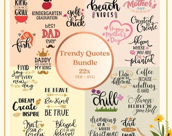 Pacchetto di citazioni di tendenza / Citazioni per mamma e papà in formato SVG / Frasi per la cucina / Citazioni motivazionali