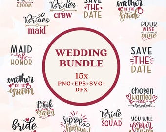 Pacchetto di file SVG per matrimoni, citazioni d'amore, file di taglio, decorazioni per Cricut e Silhouette (svg, png, eps, dxf)