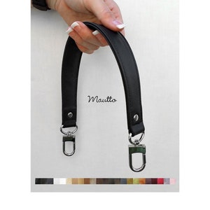 Poignée supérieure ou bandoulière en cuir - Conique (1,5 pouces au milieu, 2,5 cm aux extrémités) - 16 couleurs de cuir - Crochets en forme de U # 16XLG - pour LV Artsy, etc.