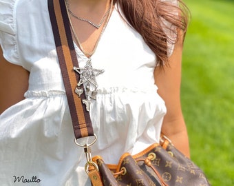 Dark Brown & Golden Honey Patina Strap for Purses / Handbags - Wide Soft Nylon - Custom Shoulder to Crossbody Length - Designer Styling