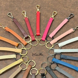 Leather Key Leash Tether, 20+ Leather Colors and 4 Metal