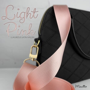 Light Pink Adjustable Strap (34-55&quot; Shoulder to Crossbody) - Ultra Luxurious Satin Nylon - 1.5&quot; Wide/Comfy - Choice of Clip Style & Finish