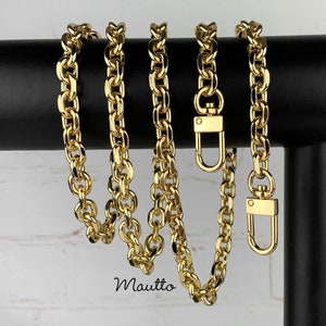 Diamond Cut Rolo Chain Strap - GOLD Luxury Chain Purse/Handbag Strap - 3/8&quot; (9mm) Wide - Choose Your Strap Length and Clasp