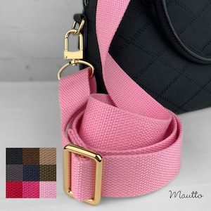 Katoenen canvas band - verstelbaar (34-55") - 1,5" (inch) breed / comfortabel - van schouder tot crossbody - kies kleur, clipstijl en hardware-afwerking