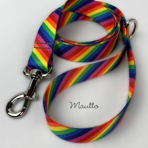 Smycz dla psa tęczowa dla średnich i dużych zwierząt/zwierząt domowych - LGBTQ Pride - 4 długości (od krótkiej do bardzo długiej)