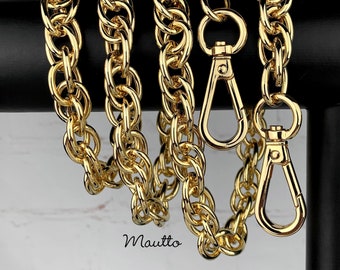 MauttoAccessories Bag Charm Purse Charm Chain - Gold or Silver - Mini Classy Curb Diamond Cut Chain - Swivel Clasp + Keyring