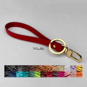 Accesorio de correa de muñeca de cuero suave para llaves - Llavero Correa Tether Lanyard Keeper - Personalizar color y clip de metal Llavero dorado o plateado