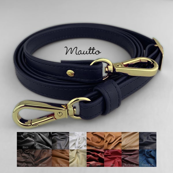 Adjustable Length, Cross Body Purse/Bag Strap - Leather - 55" Max Length / 0.5" Wide - Choose Leather Color & Connector Style