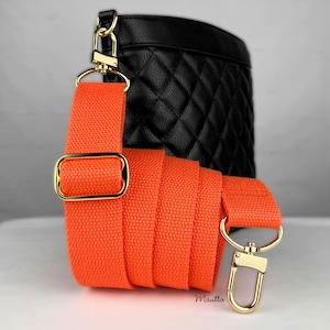 Bandoulière en tissu robuste orange (longueur réglable de 82 à 56 pouces de l'épaule à la bandoulière) - Toile de coton épaisse personnalisée tissée, 1,5 pouces de large