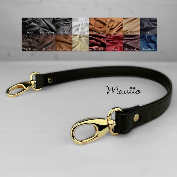 Short Shoulder Strap or Handle - 20" (inch) Length - 0.75" (inch) Wide - Leather Purse/Bag Strap - Choose Leather and Connector Style