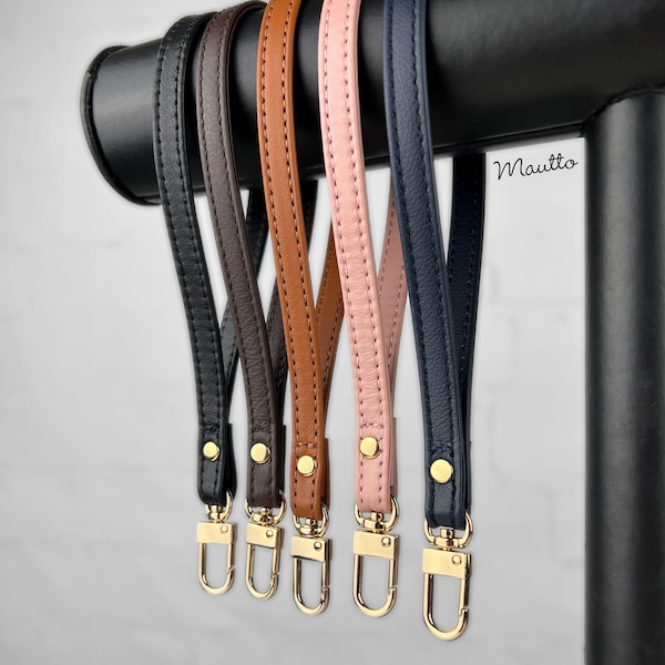 Petite Wrist Strap & Keychain Accessory - Real Leather (3/8 inch, 9mm Wide) - Customize Swiveling Clip and Leather Color