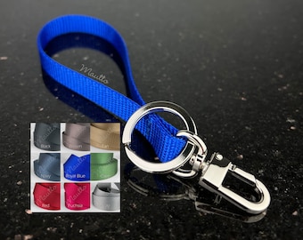 Durable Wristlet Keychain Accessory, Hand Wrist Loop Strap Lanyard for Keys, Wallet, Card Holder or Purse | Personalize Color & Metal Finish