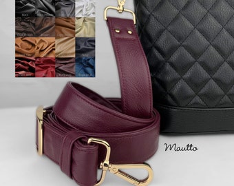 Wide, Adjustable Crossbody Strap - 55 inch Max Length - 1.5 inch Wide - Leather Crossbody Purse/Bag Strap - Choose Leather & Hooks