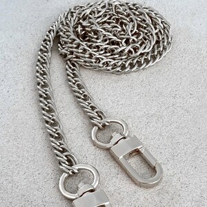 Double Curb Chain - Polished Silver Chain Purse Strap - 3/8" Wide - Customize Length & Clips
