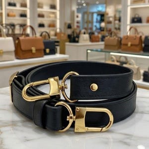 Adjustable Black Pebble Leather Crossbody Bag Strap – Customize Hardware