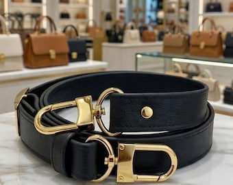 Adjustable Black Pebble Leather Crossbody Bag Strap – Customize Hardware