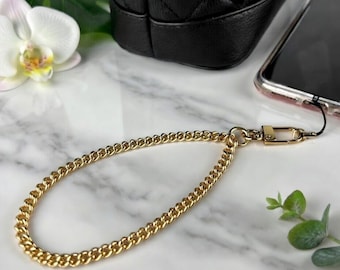 Luxe polsbandje voor telefoonhoesje: kettinghandlus van sieradenkwaliteit