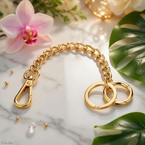 Luksusowy brelok z łańcuszkiem - dodatek do torebki - wybierz długość i styl klipsa