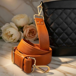 Adjustable Leather Crossbody Bag Strap, 1.5 inch Wide, Customize Connectors