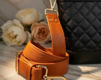 Adjustable Leather Crossbody Bag Strap, 1.5 inch Wide, Customize Connectors